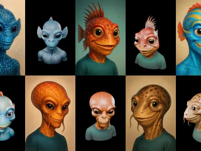 Head Fish bundle 3 pack 100 glb 3D model
