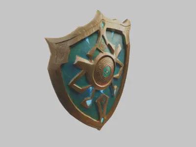 Stylized Medieval Fantasy Lowpoly Shield Low-poly 3D model