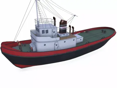 Old Tugboat Low-poly PBR Low-poly 3D model