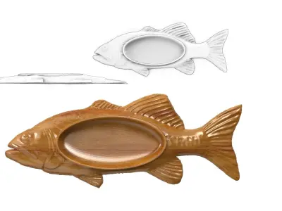 Ashtray fish 3d print 3d model stl obj 3D model