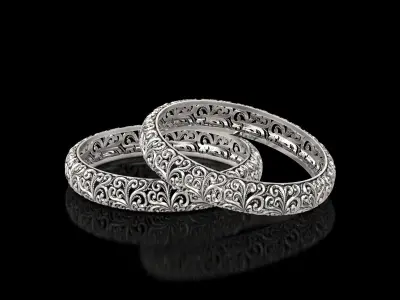 Floral Carved Filigree Bangle 3D print model