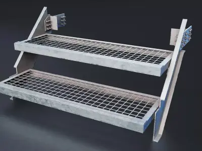 Industrial Metal Staircase Set - 1 Low-poly 3D model