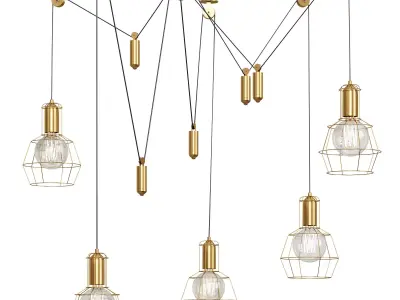 Bingham Caged Bulbs Industrial Pendant Light Low-poly 3D model