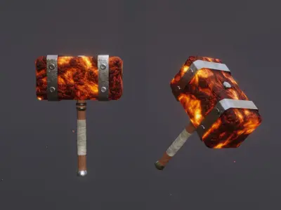 15 fire elemental weapons - medieval - fantasy - magic - VOL 01 Low-poly 3D model