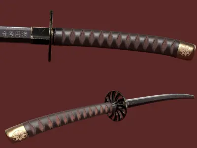 Katana Sword Blade Low-poly 3D model Low-poly 3D model