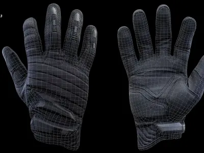Tactical Gloves 003 Low-poly 3D model