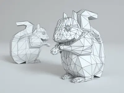 Low Polygon Paper Squirrel Low-poly 3D model