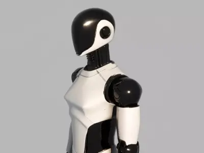 Futuristic Female Humanoid Robot  Sci-Fi Android Character Low-poly 3D model