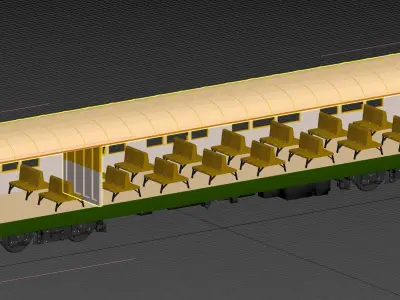 AlHijaz Train Cart fully furnished HiPoly 3D model