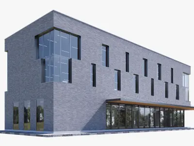 commercial building Low-poly 3D model 2