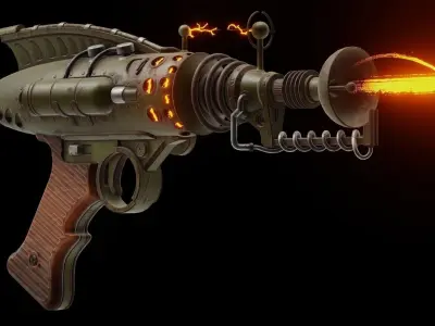 A retro style Raygun - Game ready Low-poly 3D model