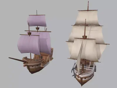 Cartoon Sailboat Low-poly 3D model
