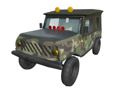 Military Jeep Model  Low-poly 3D model