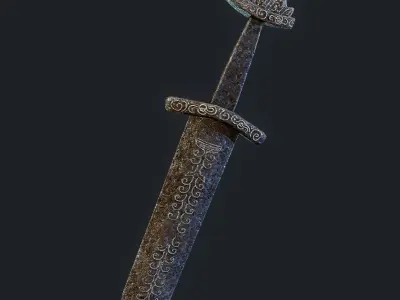 Viking Sword Inlaid Low-poly 3D model