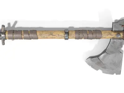 Battle Axe with Serrated Low-poly 3D model
