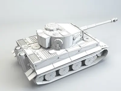Low Poly Tiger Ausf E heavy tank Low-poly 3D model
