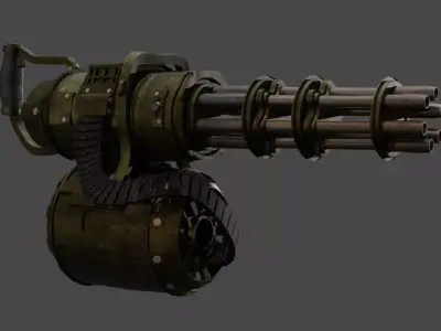 Apocalyptic Minigun Low-poly 3D model