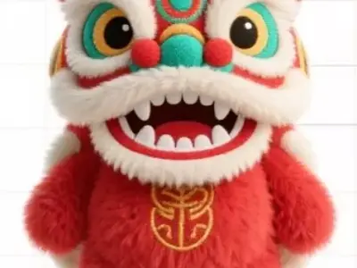 Plush Lion Dance Doll 3D model