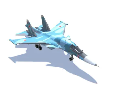 SU-34 Fullback Jet Fighter Aircraft Low-poly 3D model