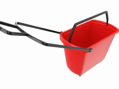 Store rolling shopping basket red 3D model