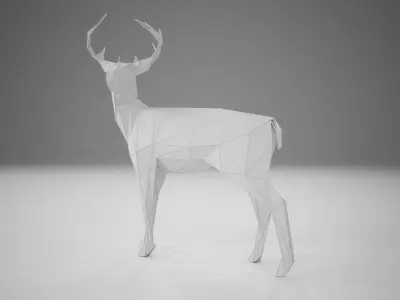 Reindeer Low Poly gold deer 3D model