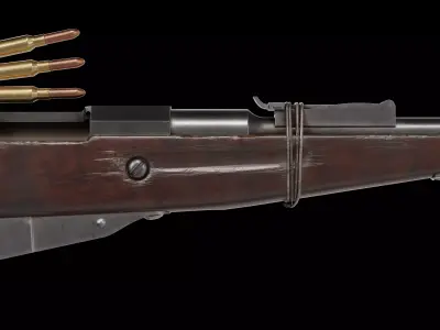Mosin Nagant bolt rifle obrez Low-poly 3D model