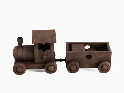 Wooden Toy Train Set 3D model purchase