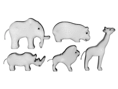 Wooden animal toys 3D model