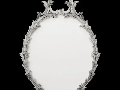 Italian Oval Gold Giltwood Carved Wall Mirror 3D model