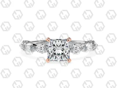 Ring 88 Princess Shape marquise on shanks with Gems 3D print model
