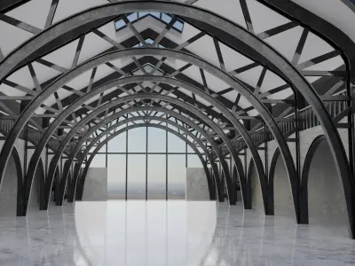 Warehouse Hangar Interiror Low-poly 3D model