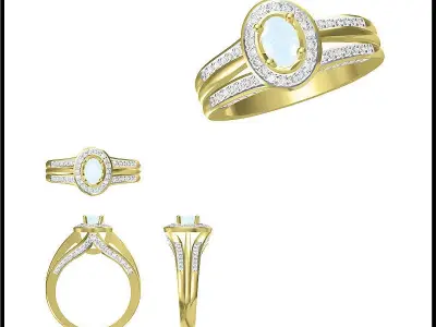 JCD Format Antique color stone rings ring cad 3D print model buy