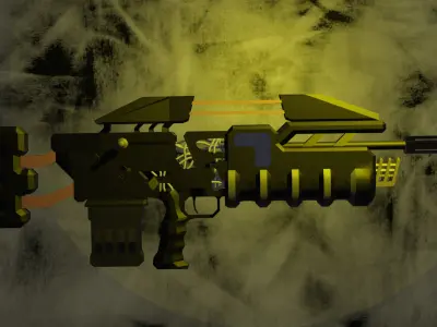 Heavy Sci-Fi Blaster Low-poly 3D model