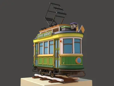 Classic City Tram Low-poly 3D model