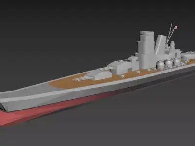 IJN Yamato Low-poly 3D model