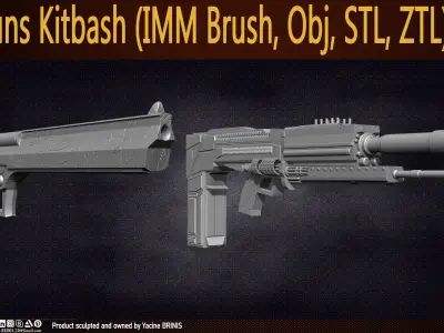 Guns Kitbash Vol 01 Low-poly 3D model