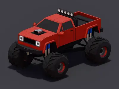 Monster Truck Low-poly 3D model