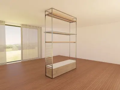 Industrial Open Cabinet - Minimalist Metal Frame - 3D Model Low-poly 3D model