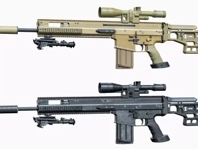 Modular tactical sniper MK 17 FN SCAR-H Low-poly 3D model
