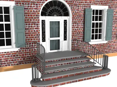 Classic English Red Brick House Building 3D model