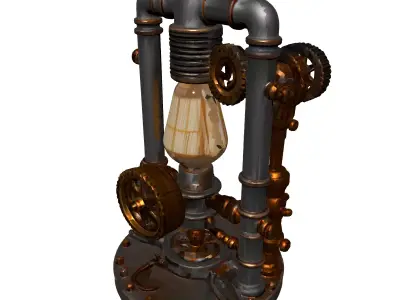 Steampunk Industrial Edison Table Lamp Low-poly 3D model
