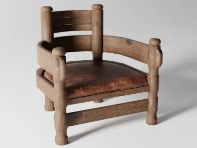 Medieval Chair Low-poly 3D model purchase