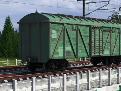 Old Cargo Wagon Green 3D model