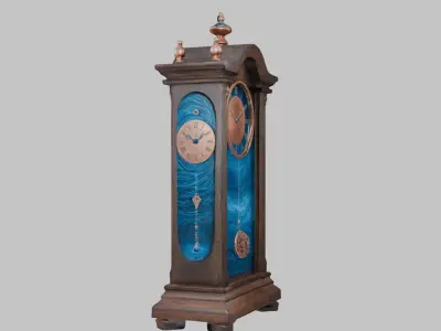 Ancient Vintage Victorian Wall Wooden Clock Pendulum Low-poly 3D model