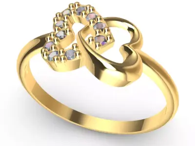 Anillo corazones cruzados fabricable 3D model