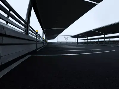 Realistic Rooftop Parking 3D Environment 3D model