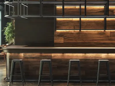 Bar Counter Furniture with Steel Frame 3D model