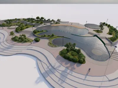 public park-Private Park Landscape 3D model 24