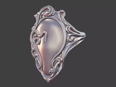 large art nouveau ring  3D print model