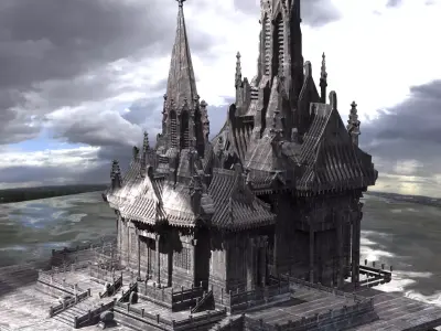 Japanese Temple Warrior retreat 3D model